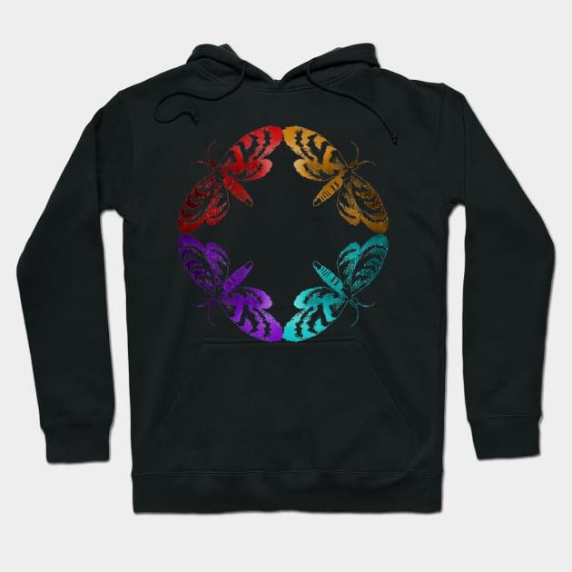 Colorful Moths Hoodie by Geomhectic